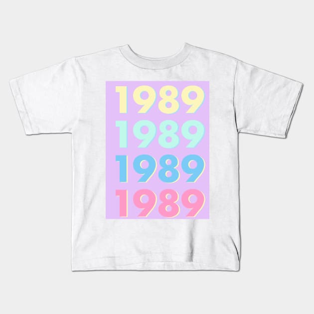 1989 Pastel Typography - Personalized Year Retro Nostalgic Art Print Kids T-Shirt by thejamestaylor